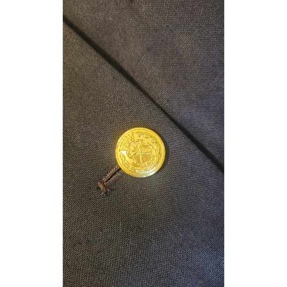 Talbots Vintage Navy Italian Linen Double Breasted Blazer Gold Buttons Sz 10 - Picture 4 of 7